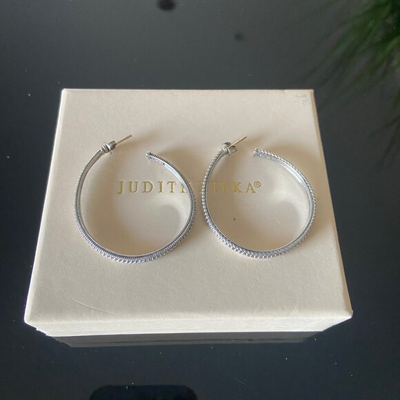 NWOT GORGEOUS JUDITH RIPKA 925 (Silver) Earring Hoops - Picture 2 of 3